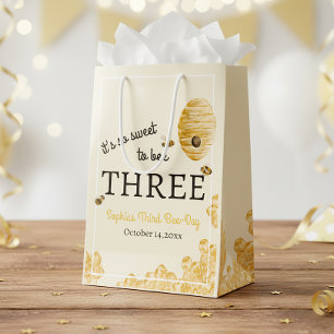 Sacola Para Presentes Média Doce Para Ser Abelha Três Terceiro Aniversário Col