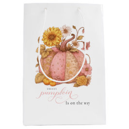 Sacola Para Presentes Média Doce pequeno remendo de abóbora com florais está a