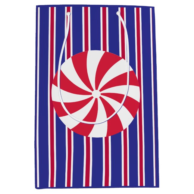 Sacola Para Presentes Média Doces de hortelã-pimenta Rico (Frente)