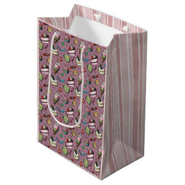 Sacola Para Presentes Média Doces Retrô - Rosa