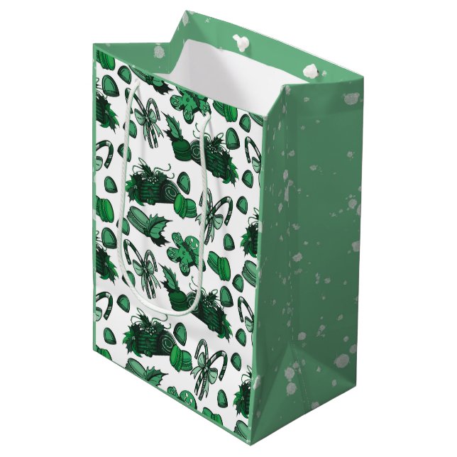 Sacola Para Presentes Média Doçuras de Feriado - Menta (Sólido) (Frente inclinada)