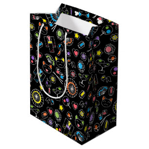Sacola Para Presentes Média Dodles de cultura kawaii japoneses em preto