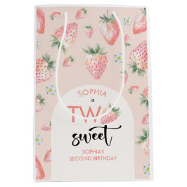 Sacola Para Presentes Média Dois aniversários de criança de morango doce