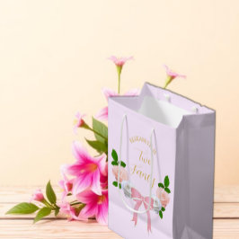 Sacola Para Presentes Média Dois Arcos Elegantes Floral Aniversário