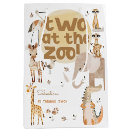 Sacola Para Presentes Média dois no zoo safari animais crianças no segundo ani