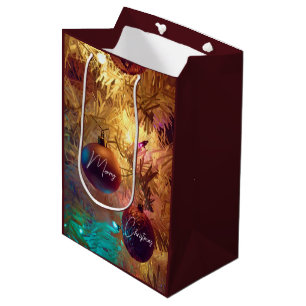 Sacola Para Presentes Média Dois Ornamentos de Árvore de Natal - Saco do Prese