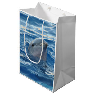 Sacola Para Presentes Média Dolphin Face em Ocean Cute Photo
