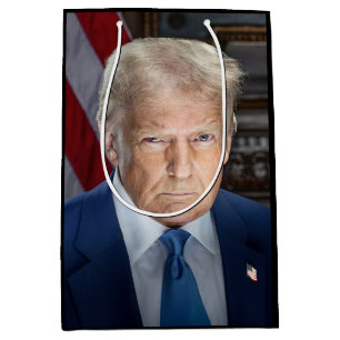 Sacola Para Presentes Média Donald Trump 2025 Presidente Americano Portrait