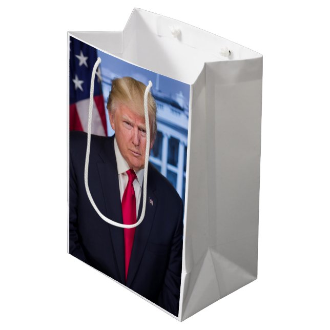 Sacola Para Presentes Média Donald Trump Retrato Presidencial Oficial (Frente inclinada)