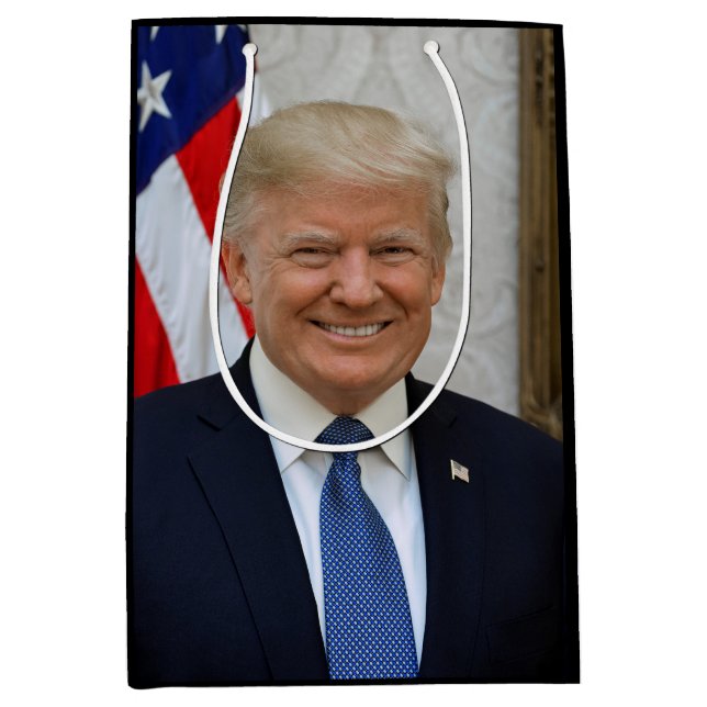 Sacola Para Presentes Média Donald Trump US President White House MAGA 2024  (Frente)
