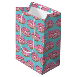 Sacola Para Presentes Média Donut Rosado Com Confeitos Comida Calórica