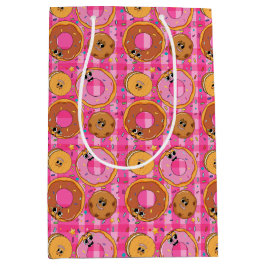 Sacola Para Presentes Média Donuts e Doces de Desenho Animado Retrô