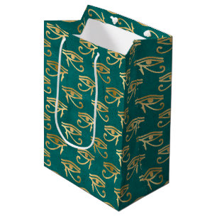 Sacola Para Presentes Média Dourado Olho Egípcio do Padrão de Horus