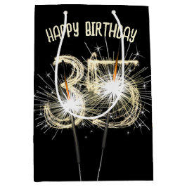 Sacola Para Presentes Média Dourados Sparklers para o 35º aniversário