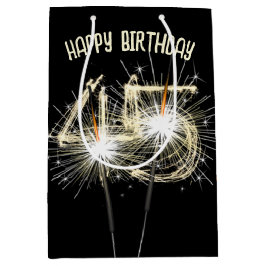 Sacola Para Presentes Média Dourados Sparklers para o 45º aniversário