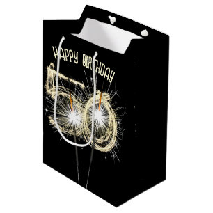 Sacola Para Presentes Média Dourados Sparklers para o 50º aniversário