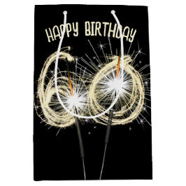 Sacola Para Presentes Média Dourados Sparklers para o 60º aniversário