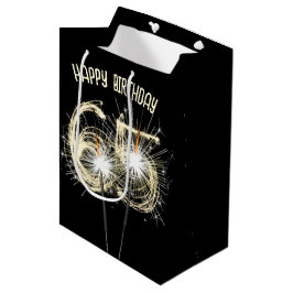 Sacola Para Presentes Média Dourados Sparklers para o 65º aniversário
