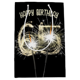 Sacola Para Presentes Média Dourados Sparklers para o 65º aniversário