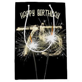 Sacola Para Presentes Média Dourados Sparklers para o 75º aniversário