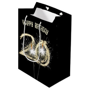 Sacola Para Presentes Média Dourados Sparklers para o aniversário do 20