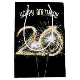 Sacola Para Presentes Média Dourados Sparklers para o aniversário do 20