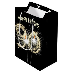 Sacola Para Presentes Média Dourados Sparklers para o aniversário do 90