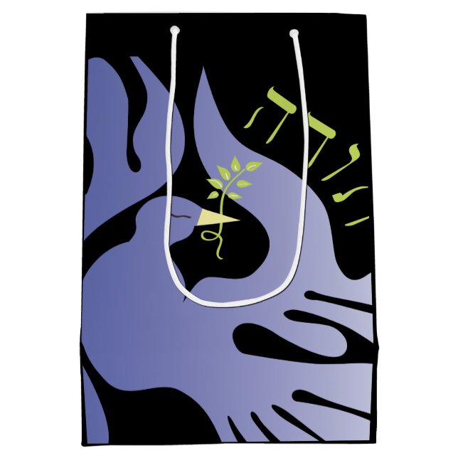 Sacola Para Presentes Média Dove do Bar do Bat da Paz Mitzvah Obrigado Cartão  (Verso)