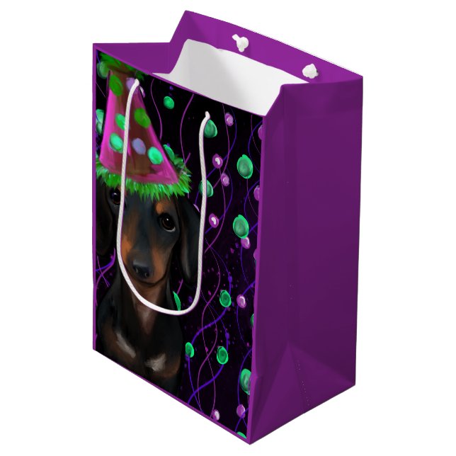 Sacola Para Presentes Média Doxie Preto e Marrom (Frente inclinada)
