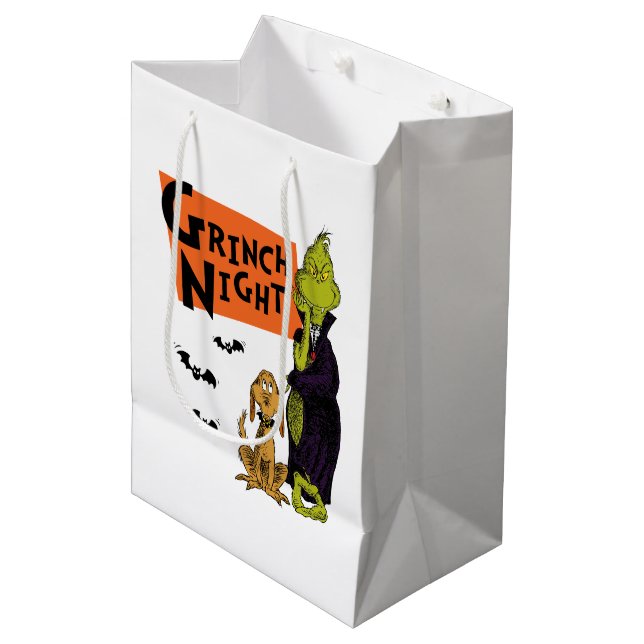 Sacola Para Presentes Média Dr. Seuss | Noite do Grinch no Halloween Gráfico (Frente inclinada)