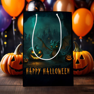 Sacola Para Presentes Média Dragão de Halloween Bonito Assustador Pumpkins