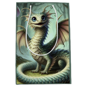 Sacola Para Presentes Média Dragão Jabberwocky Fofo Arte de Criatura de Fantas