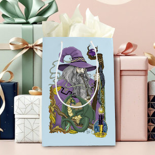 Sacola Para Presentes Média Dragão Mágico Celta Fantasia Roxo