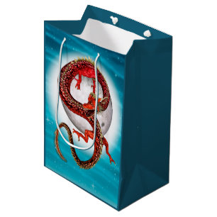 Sacola Para Presentes Média Dragão Vermelho Oriental - Criatura de Fantasia Mí