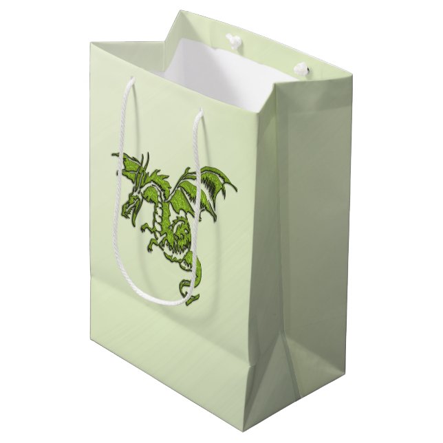 Sacola Para Presentes Média Dragão Voador Verde (Frente inclinada)