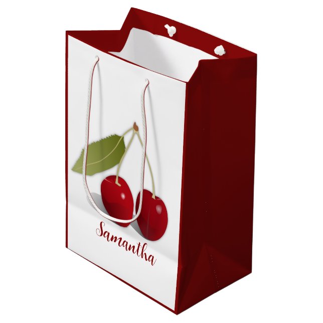 Sacola Para Presentes Média Duas Cherries Design Gift Bag (Frente inclinada)
