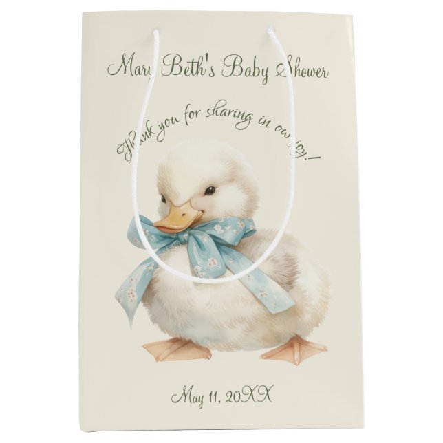 Sacola Para Presentes Média Duckling with Ribbon Baby Shower  (Frente)