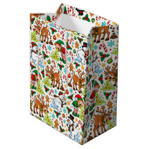 Sacola Para Presentes Média Duendes Caóticos de Natal Engraçados Renegados Bon