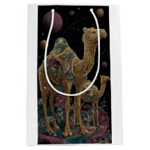 Duo de camelos dourados cósmicos