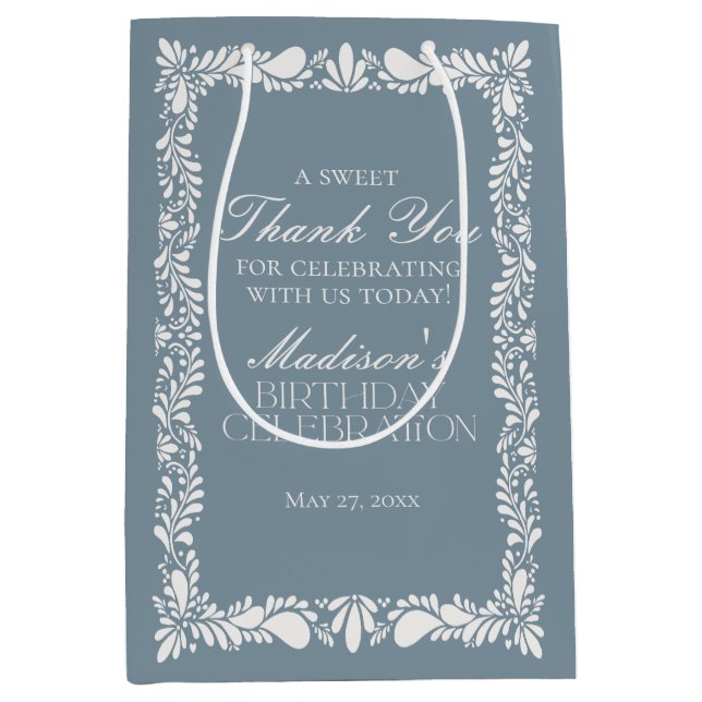 Sacola Para Presentes Média Dusty Blue Talavera Azulejo Fiesta Ataque Favorito (Frente)