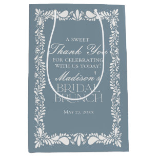 Sacola Para Presentes Média Dusty Blue Talavera Fiesta Bridal Brunch