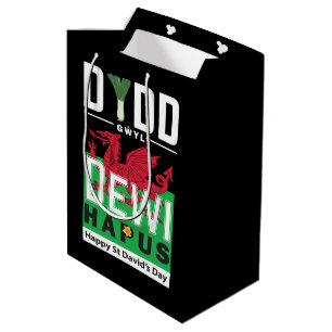 Sacola Para Presentes Média Dydd Gil Dewi Hapus Feliz Rua Dia 7
