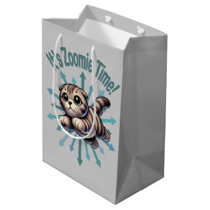 Sacola Para Presentes Média É hora do Zoomie Gato Scottish Fold
