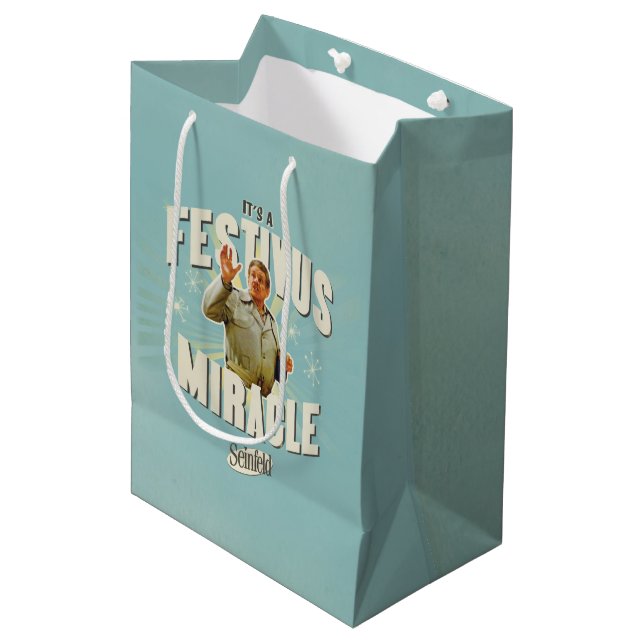 Sacola Para Presentes Média É um Milagre do Festivus (Frente inclinada)