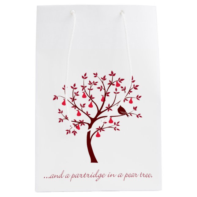Sacola Para Presentes Média E um perdiz numa árvore (Frente)