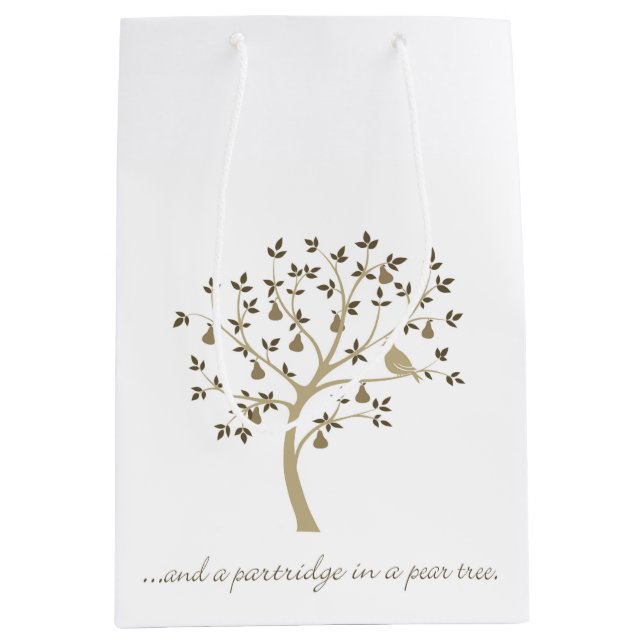 Sacola Para Presentes Média E um perdiz numa árvore (Frente)