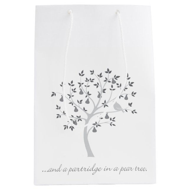 Sacola Para Presentes Média E um perdiz numa árvore (Frente)
