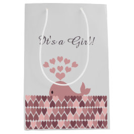 Sacola Para Presentes Média É uma garota! Baleia rosa-branca