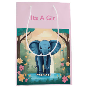 Sacola Para Presentes Média É Uma Menina Elefante Azul,