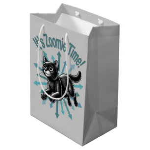 Sacola Para Presentes Média É Zoomie Time Black Cat